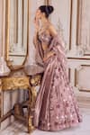 Shop_Label Sanya Gulati_Pink Silk Organza, Tissue Embroidery, Sequins, Beads, Pearls, Bridal Lehenga Set _at_Aza_Fashions