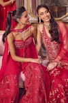Buy_Label Sanya Gulati_Magenta Silk Organza, Organza, Net Embroidery, Sequins, Beads, Kurta Sharara Set _Online_at_Aza_Fashions