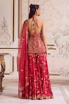 Shop_Label Sanya Gulati_Magenta Silk Organza, Organza, Net Embroidery, Sequins, Beads, Kurta Sharara Set _at_Aza_Fashions
