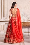 Shop_Label Sanya Gulati_Red , Silk Embroidery, Zari, Sequins, Rust Bridal Lehenga Set _at_Aza_Fashions