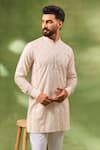 Buy_Spring Break_Beige Silk, Cotton Embroidery Geometric Kurta Set _Online_at_Aza_Fashions