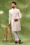 Buy Spring Break Ivory Cotton Satin Embroidery Sherwani Set at Aza Fashions Buy_Spring Break_Ivory Cotton Satin Embroidery Sherwani Set _at_Aza_Fashions