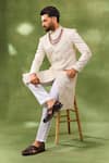 Spring Break Ivory Cotton Satin Embroidery Sherwani Set Online at Aza Fashions Spring Break_Ivory Cotton Satin Embroidery Sherwani Set _Online_at_Aza_Fashions