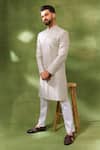 Spring Break Ivory Silk, Cotton Satin Embroidery Sherwani Set Online at Aza Fashions Spring Break_Ivory Silk, Cotton Satin Embroidery Sherwani Set_Online_at_Aza_Fashions