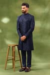 Buy Spring Break Navy Silk, Cotton Satin Embroidery, Sequins Sherwani Set at Aza Fashions Buy_Spring Break_Navy Silk, Cotton Satin Embroidery, Sequins Sherwani Set _at_Aza_Fashions