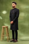Buy Spring Break Black Silk, Cotton Satin Embroidery Sherwani Set at Aza Fashions Buy_Spring Break_Black Silk, Cotton Satin Embroidery Sherwani Set _at_Aza_Fashions