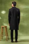 Shop Spring Break Black Silk, Cotton Satin Embroidery Sherwani Set at Aza Fashions Shop_Spring Break_Black Silk, Cotton Satin Embroidery Sherwani Set _at_Aza_Fashions