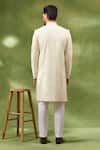 Shop_Spring Break_Ivory Cotton Satin Embroidery Box Sherwani Set _at_Aza_Fashions