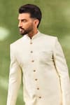 Buy_Spring Break_Ivory Cotton Satin Embroidery Box Sherwani Set _Online_at_Aza_Fashions
