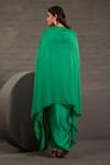 One Knot One By Ashna_Emerald Green Satin, Twill Sequins, Beads, Embroidery Open Hand Cape Skirt Set _Online_at_Aza_Fashions