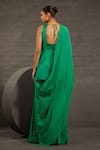 One Knot One By Ashna_Emerald Green Satin, Twill, Organza Sequins, Beads, Hand Tunic Sharara Set _Online_at_Aza_Fashions