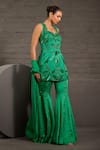 Buy_One Knot One By Ashna_Emerald Green Satin, Twill, Organza Sequins, Beads, Hand Tunic Sharara Set 