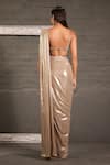 Shop_One Knot One By Ashna_Gold Organza, Net Sequins, Beads, Blouse With Metallic Pre-draped Saree _at_Aza_Fashions