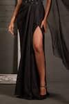Buy_One Knot One By Ashna_Black Georgette, Net Beads, Sequins Hand Embroidered Corset Gown With Cape _Online_at_Aza_Fashions
