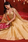 Hoity Moppet_Gold Tissue Mirrors, Lace Sweetheart Neck Mirrari Detailed Lehenga Set _Online_at_Aza_Fashions