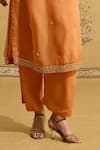 Shyam Narayan Prasad_Rust Silk Organza Embroidery, Zari V-neck Zardozi Kurta Set _Online_at_Aza_Fashions