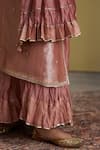 Vaaya_Rose Gold Tissue, Silk, Chanderi Embroidery, Kurta With Attached Kalidar Skirt _Online_at_Aza_Fashions