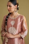 Buy_Vaaya_Rose Gold Tissue, Silk, Chanderi Embroidery, Kurta With Attached Kalidar Skirt 