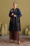 Vaaya_Black , Cotton, Chanderi Embroidery, Patchwork Shibori Jacket _Online