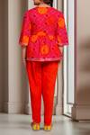 Shop_Petite Pomme_Orange Cotton Bandhani Printed Top And Dhoti Set_at_Aza_Fashions