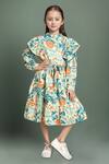 Buy_Petite Pomme_Blue Cotton Floral Print Fit And Flare Dress_at_Aza_Fashions