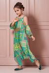 Buy_Petite Pomme_Green Cotton Sequins, Patchwork Print Jumpsuit And Jacket Set_Online_at_Aza_Fashions