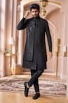 Buy Arihant Rai Sinha Black Silk, Faux Leather Sequins, Embroidery Geometric Sherwani Set Online at Aza Fashions Buy_Arihant Rai Sinha_Black Silk, Faux Leather Sequins, Embroidery Geometric Sherwani Set _Online_at_Aza_Fashions