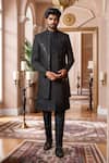 Buy Arihant Rai Sinha Black Silk, Faux Leather Sequins, Embroidery Geometric Sherwani Set at Aza Fashions Buy_Arihant Rai Sinha_Black Silk, Faux Leather Sequins, Embroidery Geometric Sherwani Set _at_Aza_Fashions