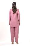 Shop_K-Anshika_Pink Cotton Embroidery Collared Resham Shirt And Pant Set _at_Aza_Fashions