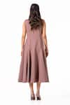 Shop_K-Anshika_Brown Crepe Round Neck Sleeveless Flared Midi Dress _at_Aza_Fashions
