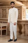 Arihant Rai Sinha_Cream Silk, Faux Leather Sequins, Embroidery Jodhpuri _Online_at_Aza_Fashions