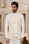 Buy_Arihant Rai Sinha_Cream Silk, Faux Leather Sequins, Embroidery Jodhpuri _Online_at_Aza_Fashions
