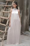 Buy Vedangi Agarwal Gray Satin Sequins Halter Neck Twilight Maxi Dress at Aza Fashions Buy_Vedangi Agarwal_Gray Satin Sequins Halter Neck Twilight Maxi Dress _at_Aza_Fashions