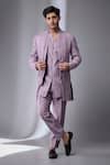 Buy_SALIL BHATIA_Purple Silk, Silk, Tonal Embellished Jacket And Kurta Set _at_Aza_Fashions