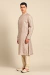 Buy_Mayank Modi - Men_Beige Silk Embroidery, Sequins Geometric Print Kurta And Churidar Set 