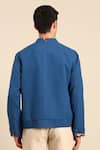 Shop_Mayank Modi - Men_Blue Cotton Floral Collar And Cuff Bomber Jacket _at_Aza_Fashions