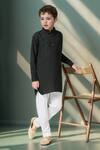 Buy_Petite Pomme_Black Cotton Textured Kurta Set _at_Aza_Fashions