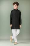 Petite Pomme_Black Cotton Textured Kurta Set _at_Aza_Fashions