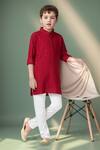 Buy_Petite Pomme_Maroon Cotton Embroidery, Sequins Kurta Set _at_Aza_Fashions