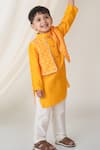 Label Neeti_Yellow Muslin Embroidered Kurta Set _at_Aza_Fashions