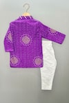 Shop_Label Neeti_Purple Muslin Embroidery, Piping Printed Kurta Set _at_Aza_Fashions