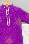 Label Neeti_Purple Muslin Embroidery, Piping Printed Kurta Set _Online_at_Aza_Fashions