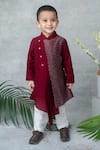 Buy_Label Neeti_Maroon Silk, Chanderi Asymmetrical Kurta Set _at_Aza_Fashions