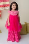 Buy_Label Neeti_Pink Organza, Muslin Beads, Embroidery Bandhani Palazzo Set _at_Aza_Fashions