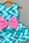 Label Neeti_Aqua Organza Bows, Pearls Geometric Print Dress _Online_at_Aza_Fashions