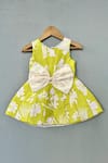 Buy_Label Neeti_Lime Organza, Cotton Bows, Pearls Blossom Umbrella Dress _at_Aza_Fashions