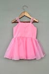 Shop_Label Neeti_Pink Organza Fabric Flowers Baby Dress _at_Aza_Fashions