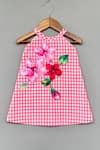 Buy_Label Neeti_Red Cotton Applique, Embroidery Gingham Checks Dress _at_Aza_Fashions