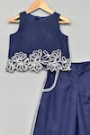 Shop_Label Neeti_Navy Cotton Embroidery, Piping Crop Top And Palazzo Set _Online_at_Aza_Fashions