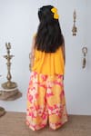 Shop_Label Neeti_Yellow Cotton Applique, Pearls Floral Pattern Kurta With Palazzo  _at_Aza_Fashions